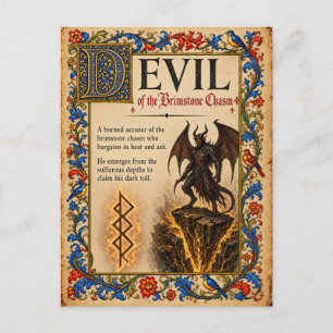 Postal Demonio, Arte de Bestiario Medieval