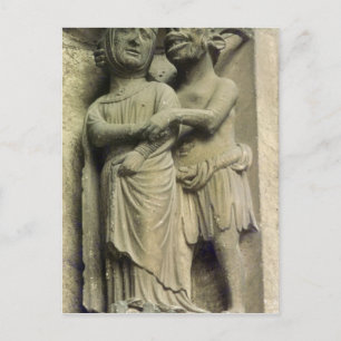 Postal Demonio tentando a una mujer, figura exterior