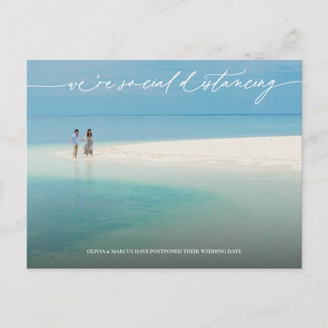 Postal Demora de Boda de distanciamiento social de caligr (Anverso)