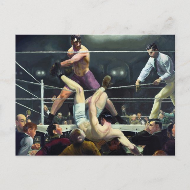 Postal Dempsey y Firpo por George Bellows (Anverso)