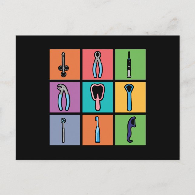 Postal Dentist Tools Pop Art Dentistry Tooth Doctor Teeth (Anverso)