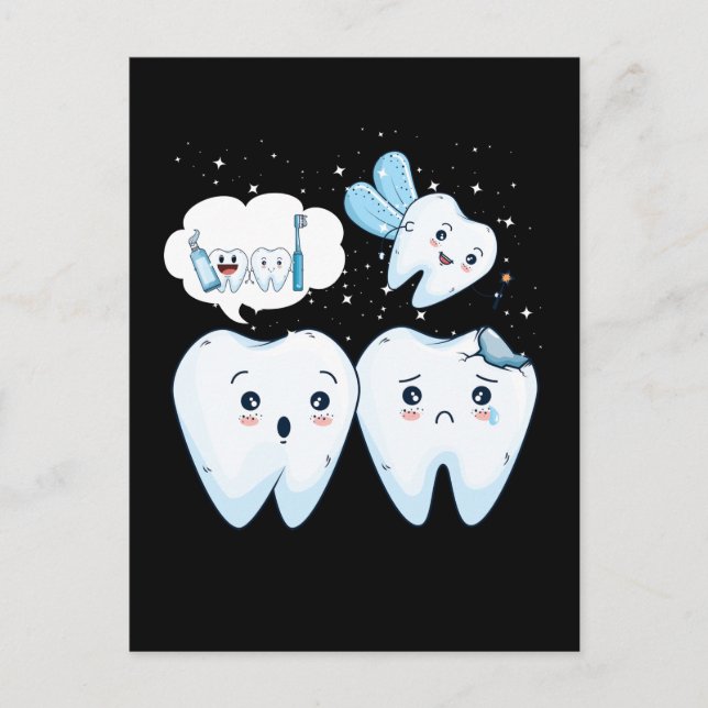 Postal Dentista Feliz Dientes Hada Linda Asistente Dental (Anverso)