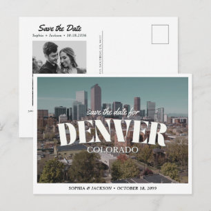 Postal Denver Boda Guardar la Fecha Destino Retro