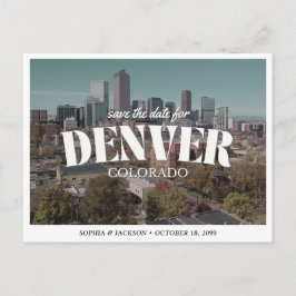 Postal Denver Boda Guardar la Fecha Destino Retro