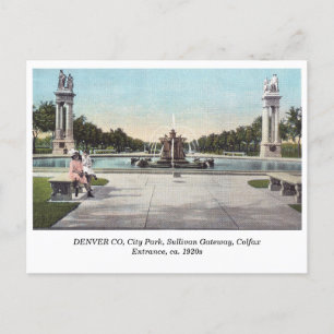 Postal DENVER City Park, Sullivan Gateway c1920