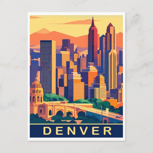Postal Denver, City Skyline, Viajes (Anverso)