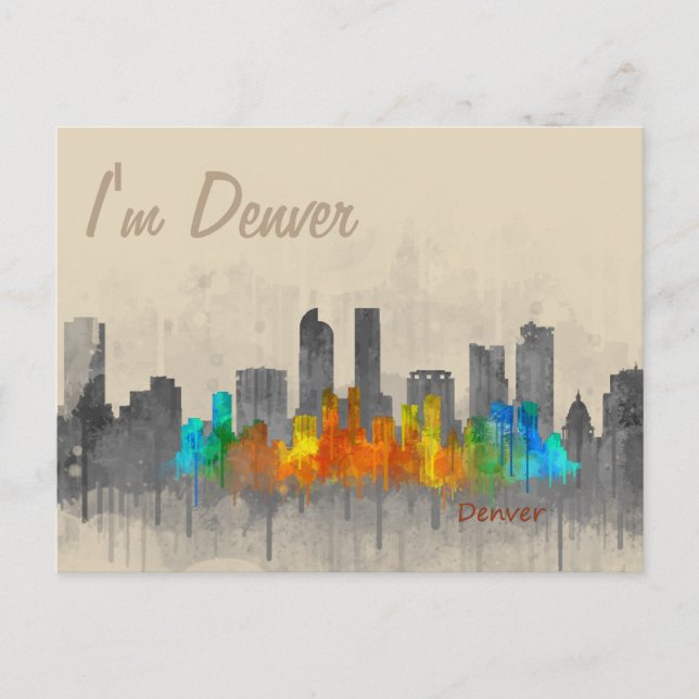 Postal Denver Colorado City Skyline Hq v3. soy denver (Anverso)