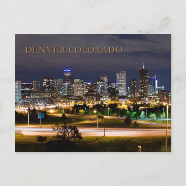 Postal Denver, Colorado de noche (Anverso)