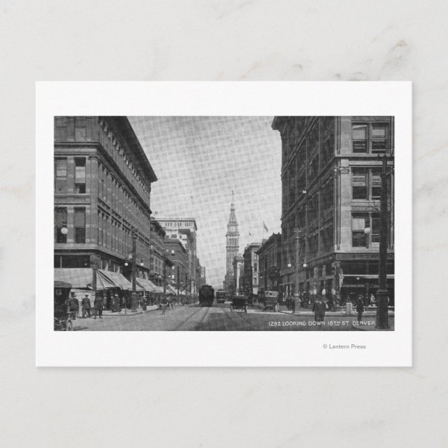 Postal Denver, Colorado - Mirando hacia abajo 16th Street (Anverso)