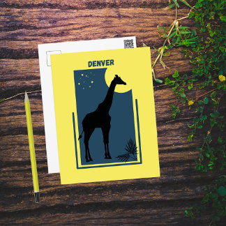 Postal Denver Zoo Colorado Vintage Giraffe