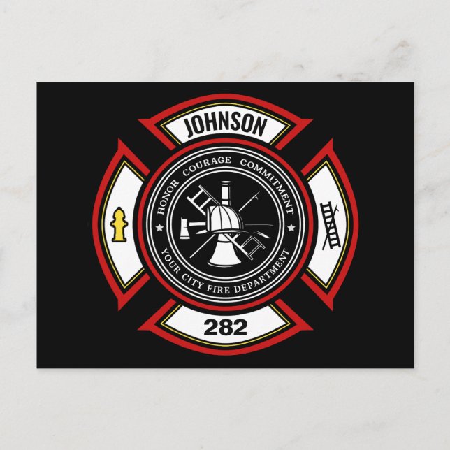 Postal Departamento de Bomberos AÑADIR NOMBRE Insignia pa (Anverso)