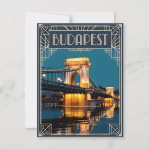 Postal Deporte de arte en el puente de cadena de Budapest