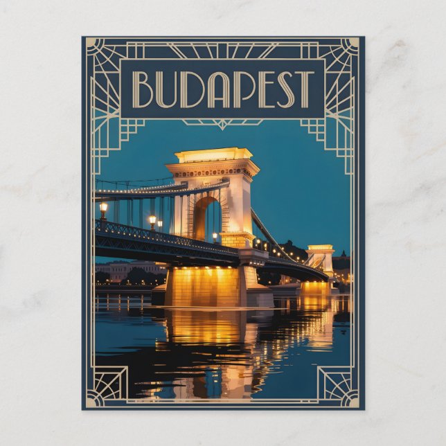 Postal Deporte de arte en el puente de cadena de Budapest (Anverso)