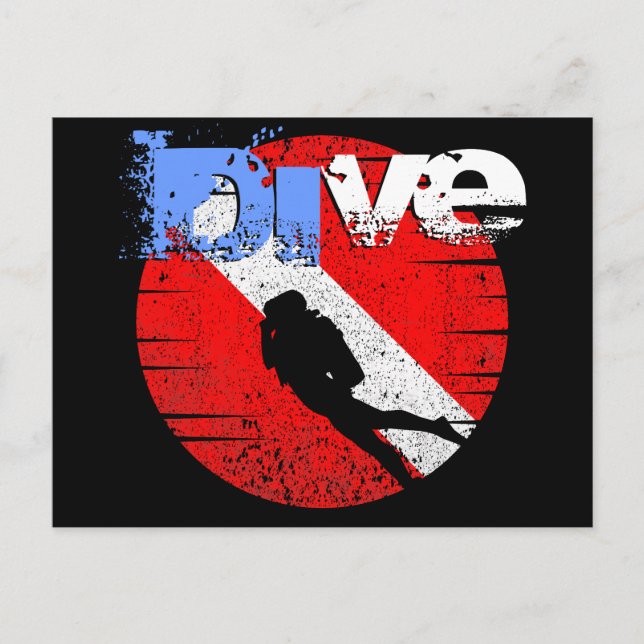 Postal Deporte de buceo, Bandera de Buceo Americana SCUBA (Anverso)