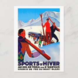 Postal Deporte de esquí en D'Hiver, Mont Blanc, Francia,