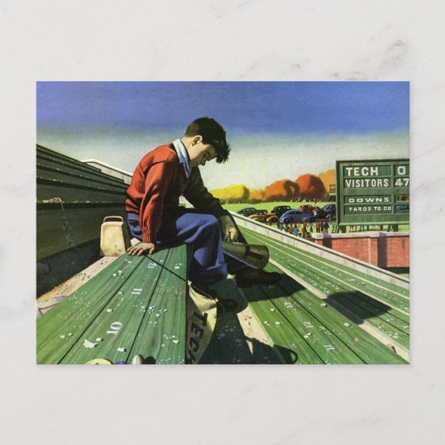 Postal Deportes de época, fanático del fútbol triste con  (Anverso)