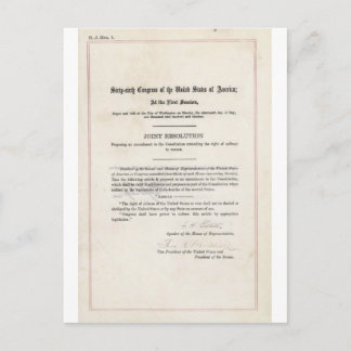 Postal Derecho de la mujer al voto - 19ª enmienda