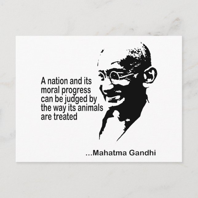 Postal Derechos de los animales de Mahatma Gandhi (Anverso)