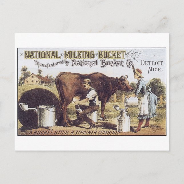 Postal Deroit Michigan, cubo nacional de la leche (Anverso)