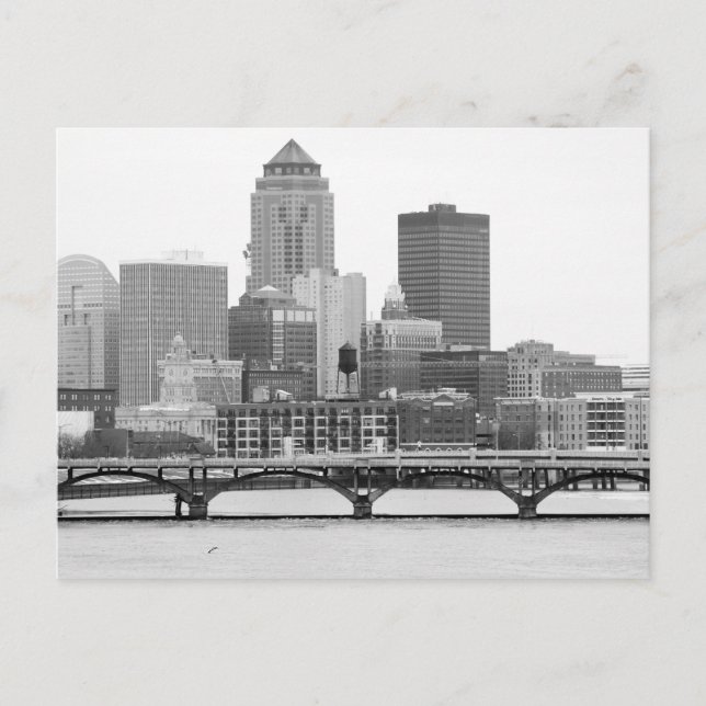 Postal Des Moines en B&W (Anverso)