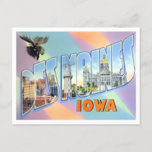 Postal Des Moines, Iowa Cartas Grandes Vintage