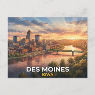 Postal Des Moines Iowa Cine Cielo de Río