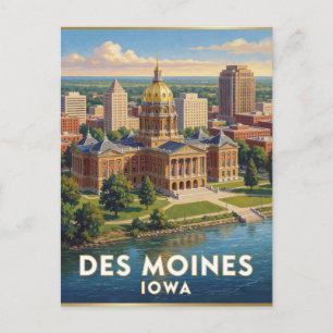 Postal Des Moines Iowa Cúpula Dorada Viajes 🌾