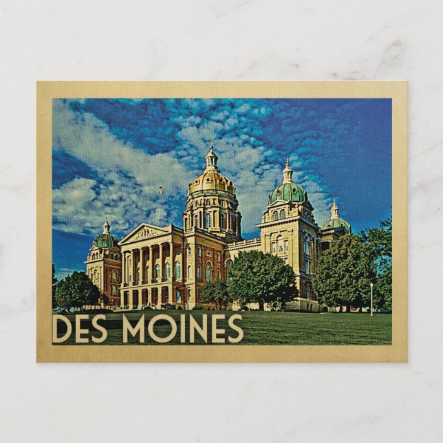 Postal Des Moines Iowa Vintage Travel (Anverso)