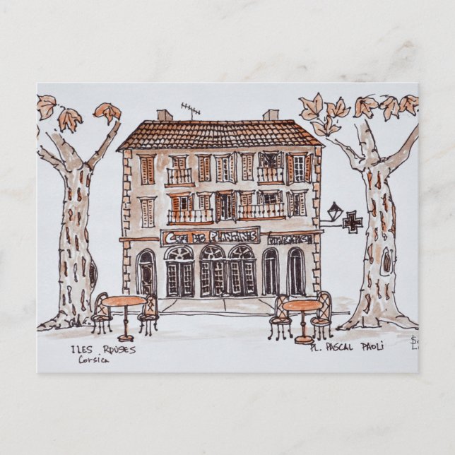 Postal des platens, Place Paoli, | L'Ile Rousse, Córcega (Anverso)