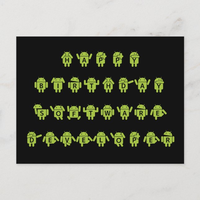 Postal Desarrollador de software Feliz Cumpleaños (Bugdro (Anverso)