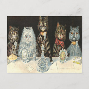 Postal Desayuno boda Biscuits De Comida De Louis Wain