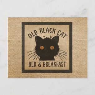 Postal Desayuno Burlap Old Black Cat Bed
