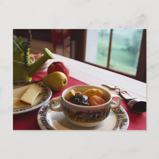 Postal Desayuno Cereales de frutas Queso de pera Apple Po (Anverso)