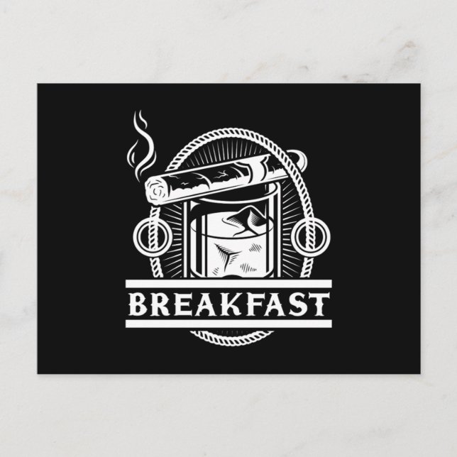 Postal Desayuno Cigar Whiskey Smoke Humidor Cigarro Lover (Anverso)