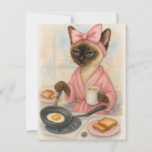 Postal Desayuno de cocina de gato Profundamente delicioso