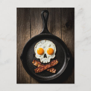 Postal Desayuno de cráneo – Arte de humor oscuro sobre co