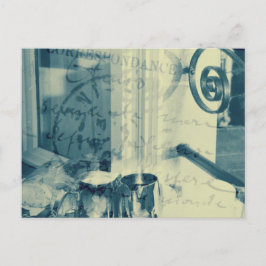 Postal "Desayuno en París" Post-Card, azul índigo