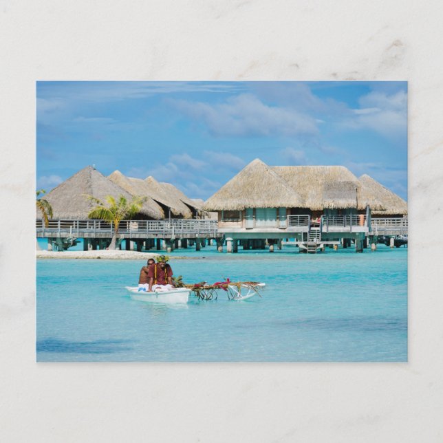 Postal Desayuno estilo Bora Bora en canoa (Anverso)