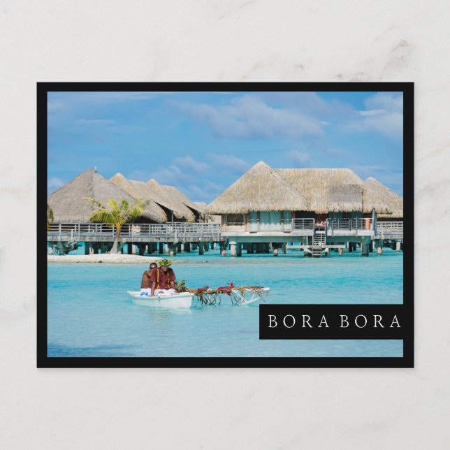 Postal Desayuno estilo Bora Bora en canoa (Anverso)