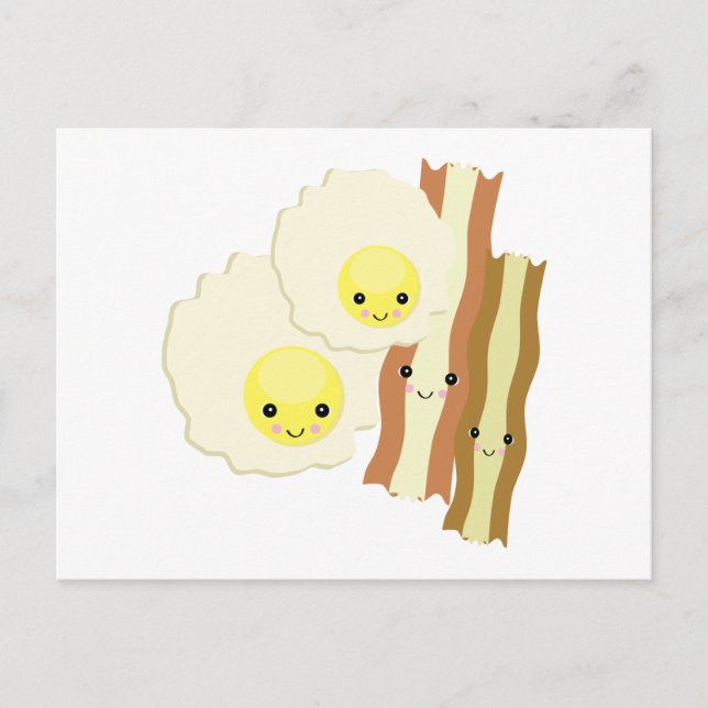 Postal desayuno kawaii feliz (Anverso)