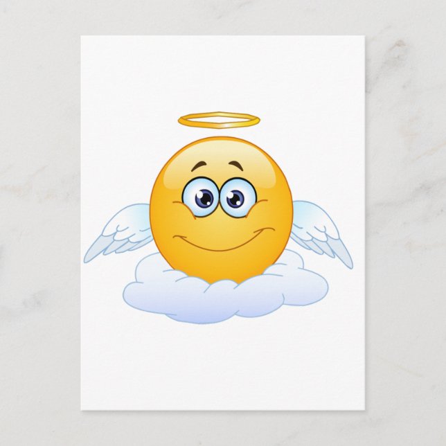 Postal Descansa en paz QEPD Emoji Heaven Angel (Anverso)