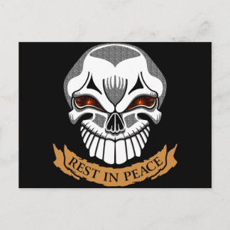 Postal Descansa En Paz Skull Biker T camisetas Regalos