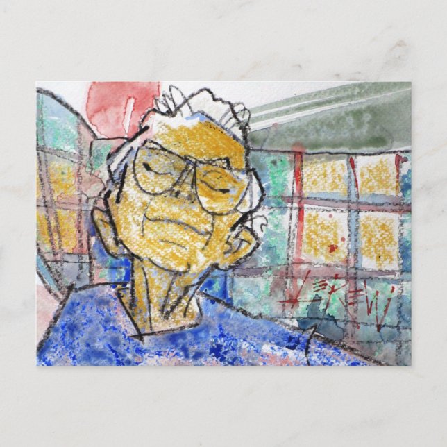 Postal Descansando Sus Ojos Crayón Resiste Larry Lerew #1 (Anverso)