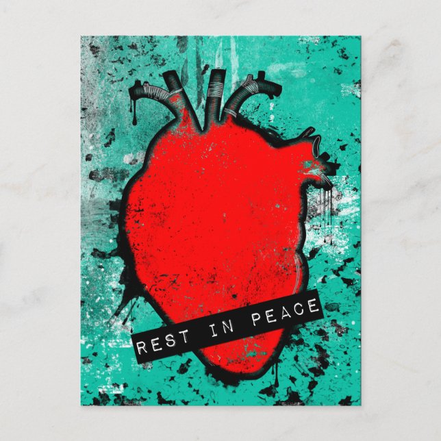 Postal descansar en paz corazón emo (Anverso)