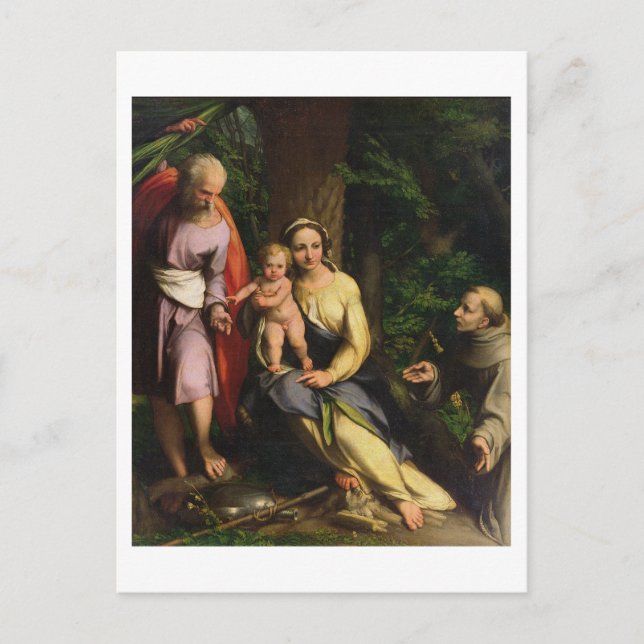 Postal Descanse en el vuelo a Egipto, c.1515 (petróleo en (Anverso)