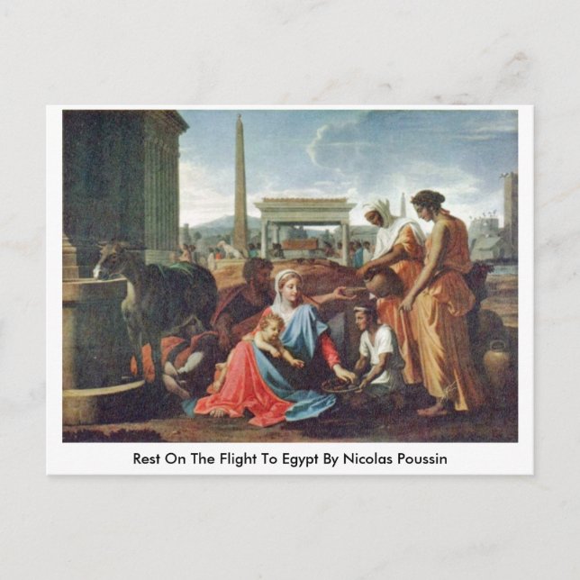 Postal Descanse En El Vuelo A Egipto De Nicolas Poussin (Anverso)