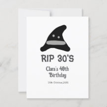Descanso negro gris RIP gorra bruja de 40 años de