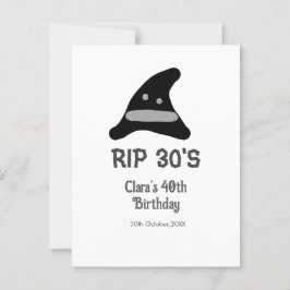 Postal Descanso negro gris RIP gorra bruja de 40 años de 