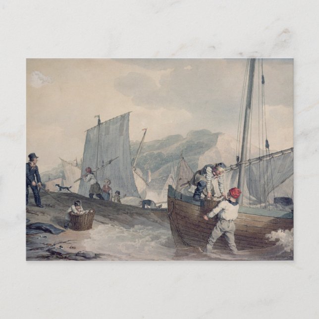 Postal Descarga de barcos pesqueros (Anverso)