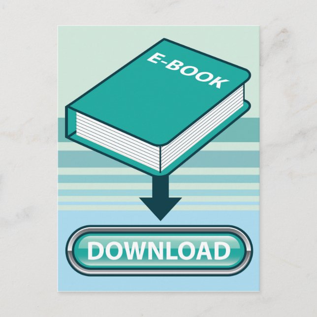 Postal Descargar botón de Ebook con el icono del libro (Anverso)